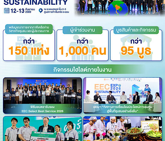 EEC Sustainability Expo 2026 ชูพลังชุมชน 3 มิติ สังคม–สิ่งแวดล้อม–เศรษฐกิจ ดัน EEC Select และอาหารท้องถิ่น สู่โอกาสทางธุรกิจ